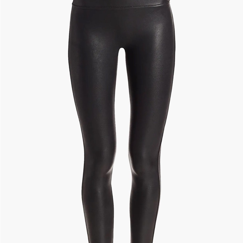 SPANX Faux-Leather High-Waist Leggings - Black